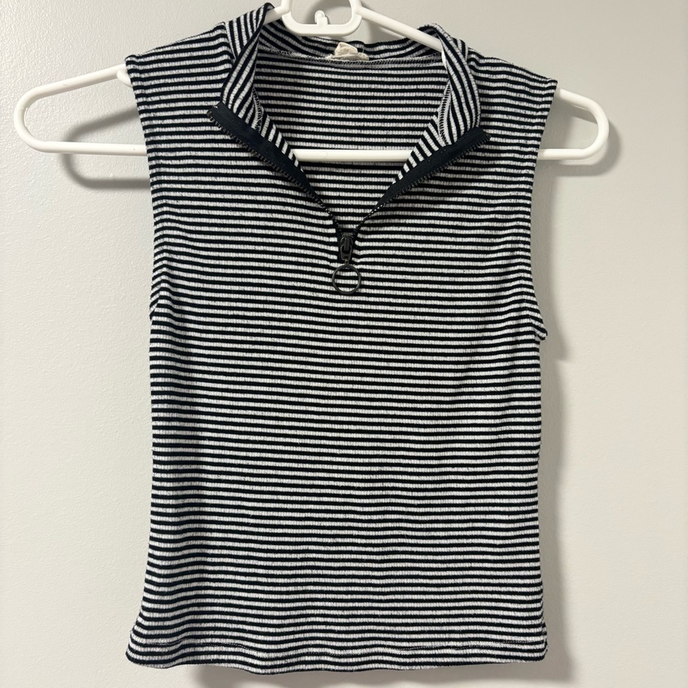 Garage Black and White Striped Tank Top